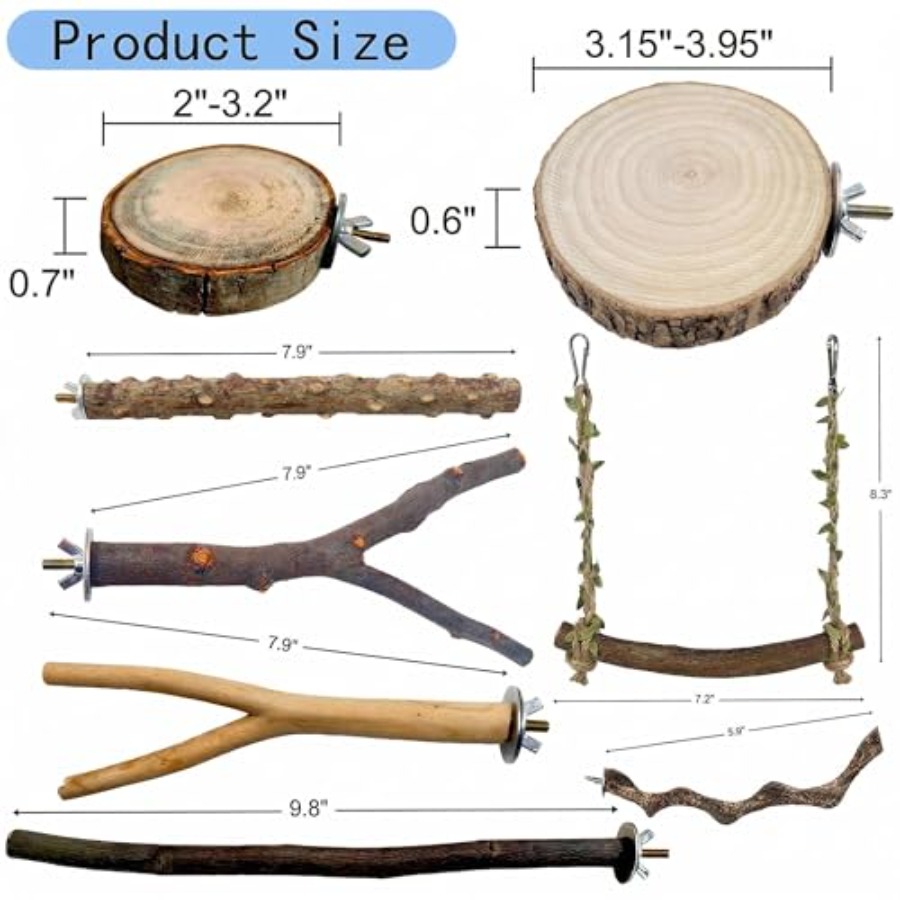 8PCS natural wood bird perches - огляд і ціна Health & Wellness Focus