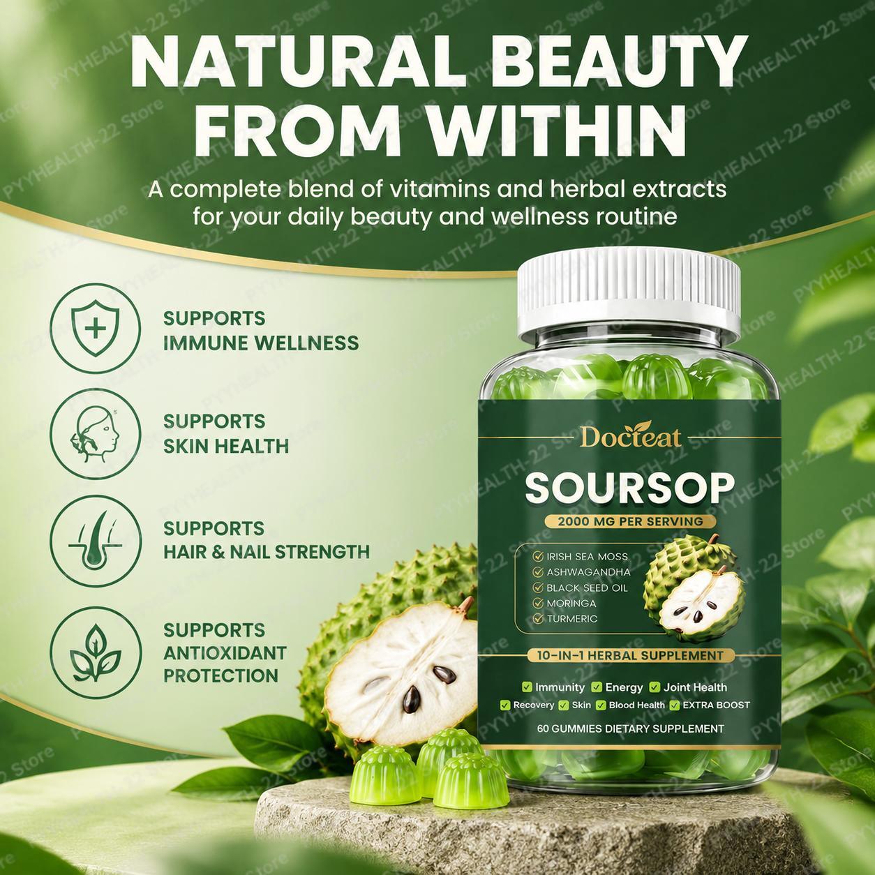Soursop Gummies, 10-in-1 Vitam - огляд і ціна Health Wellness Gummies