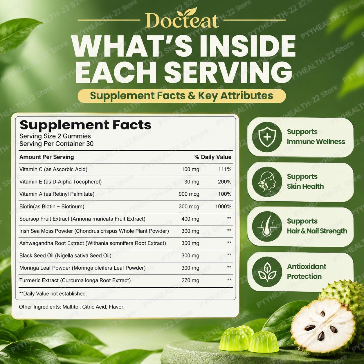 Soursop Gummies, 10-in-1 Vitam - огляд і ціна Health Wellness Gummies
